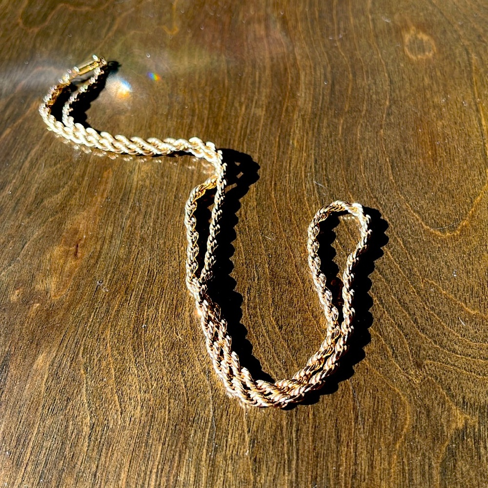 24” rope chain gold plated.